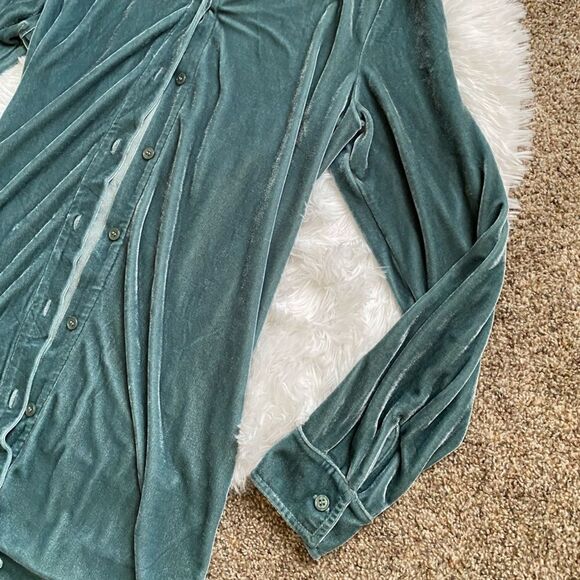 Soft Surroundings Velvet Boyfriend Tunic Top Button Down Women’s Small Velour - Picture 3 of 9